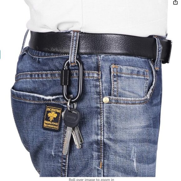 BEWISHOME D-Shape Locking Carabiner Black Rings HDK03H - Picture 6 of 7